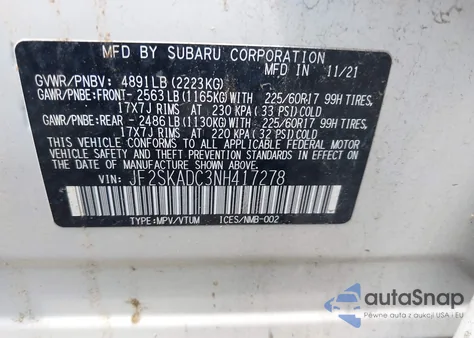 2022 Subaru Forester Premium from USA, damaged, VIN JF2SKADC3NH417278